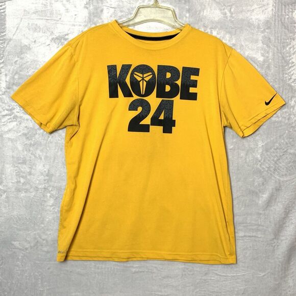 Nike Dri-Fit Kobe Bryant #24 Mamba Logo Mens Tee Large Yellow Black - Picture 1 of 9